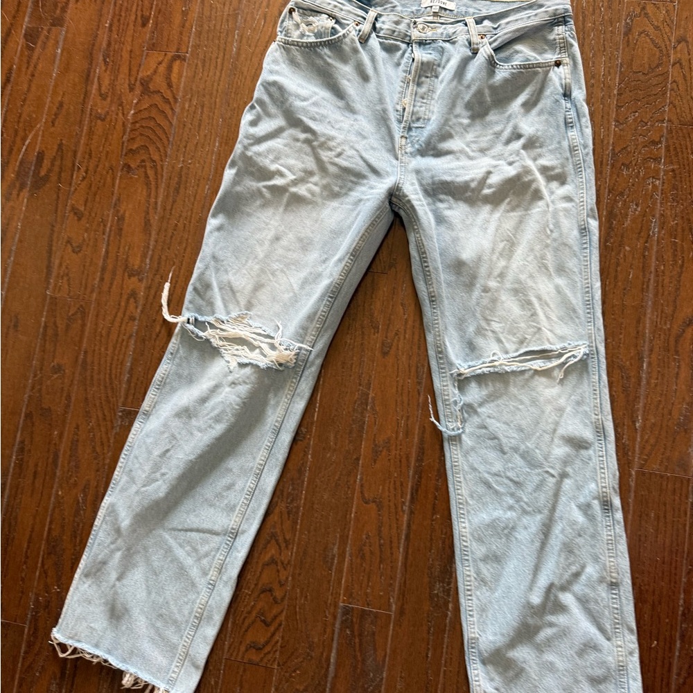 Re/Done womens Light Blue Distressed Jeans